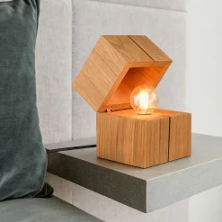 Abat Jour-Selezionato da Mazzolaluce Abat-jour da comodino cubo in legno led 2700k