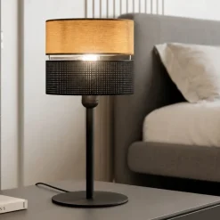 Abat Jour-Selezionato da Mazzolaluce Abat-jour lampada da comodino nero quercia per camera da letto moderna