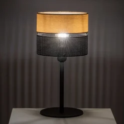 Abat Jour-Selezionato da Mazzolaluce Abat-jour lampada da comodino nero quercia per camera da letto moderna