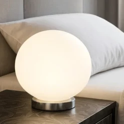 Abat Jour-Top Light Abat-jour lampada da comodino sfera vetro bianca per camera da letto