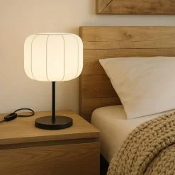 Abat Jour-Selezionato da Mazzolaluce Abat-jour per camera da letto moderna nera paralume in tessuto