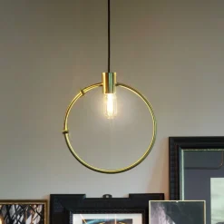 Lampadari Moderni-Ideal Lux Abc sp1 round round lampadario particolare cerchio ottone oro