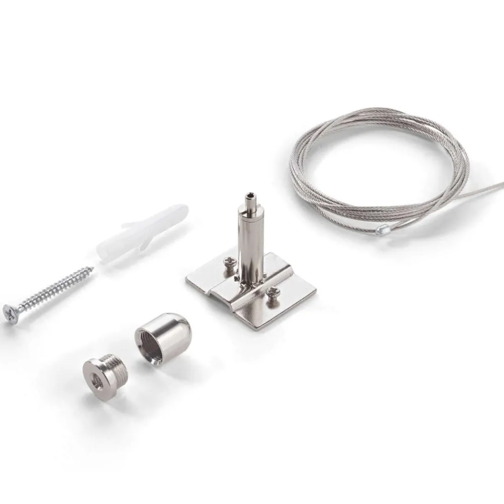 Illuminazione A Binario-Ideal Lux Accessorio kit cavo singolo acciaio senza rosone binario a sospensione bianco monofase ego