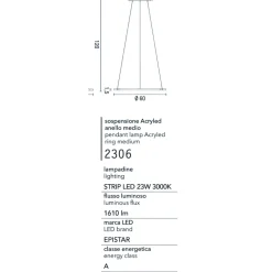 Lampadari Moderni-Affralux acryled lampadario anello led 23w 3000k