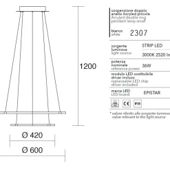 Lampadari Moderni-Affralux acryled lampadario led modello doppio anello 36w 3000k