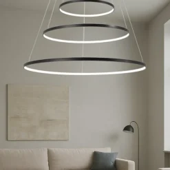 Lampadari Moderni-Affralux aluring nero lampadario led 71w 3000k cerchi moderno
