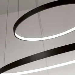 Lampadari Moderni-Affralux aluring nero lampadario led 71w 3000k cerchi moderno