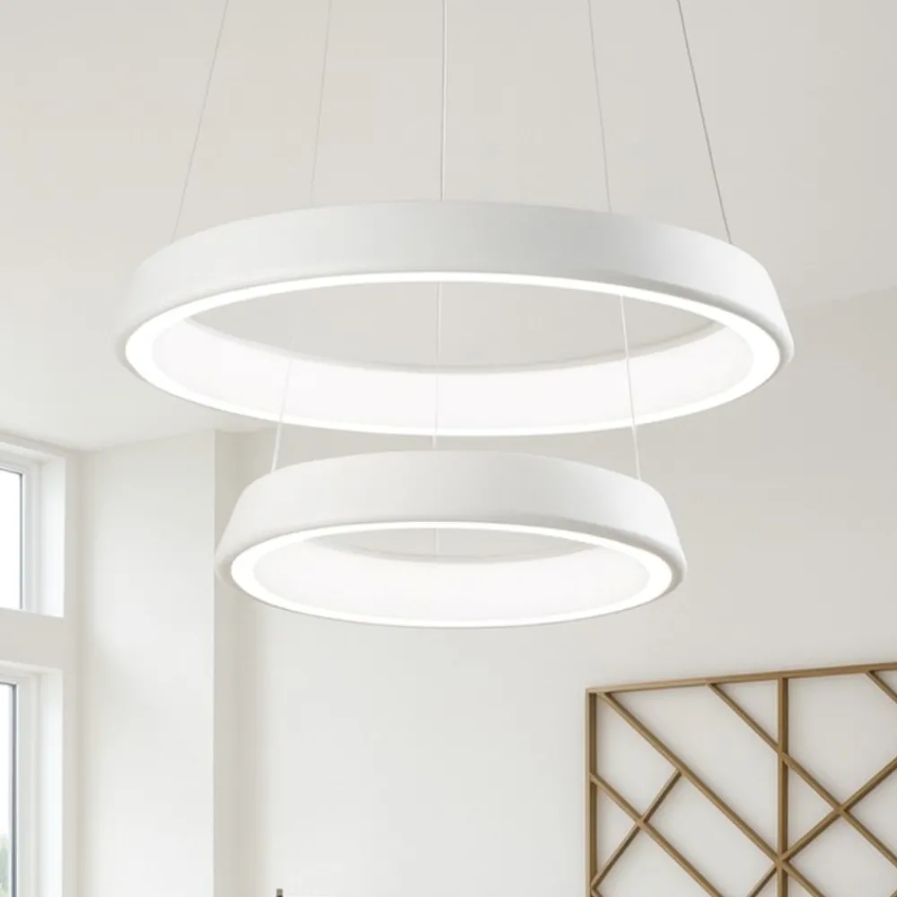 Lampadari Moderni-Affralux anelli diodi lampadario led 54w 3200k particolare bianco moderno