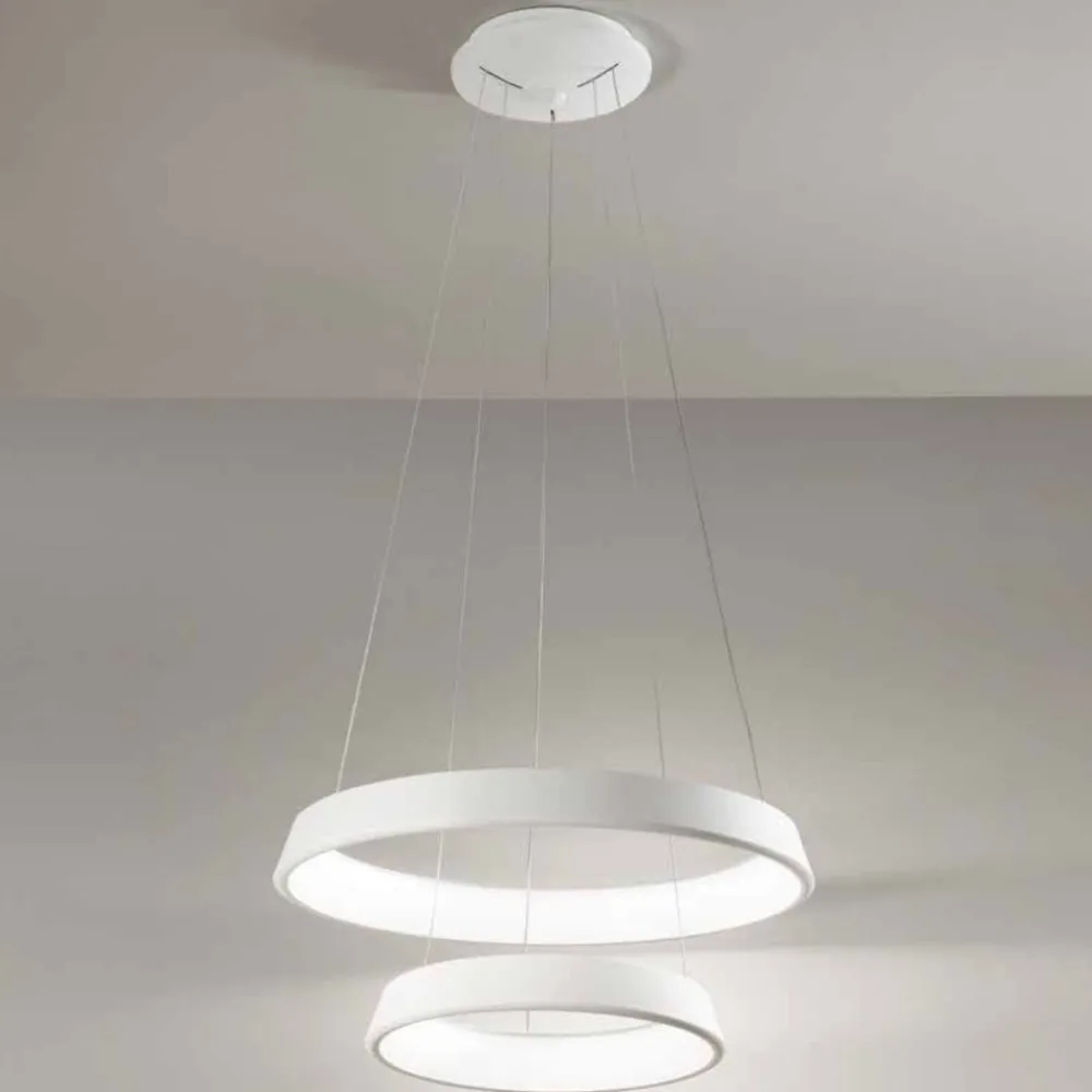 Lampadari Moderni-Affralux anelli diodi lampadario led 54w 3200k particolare bianco moderno
