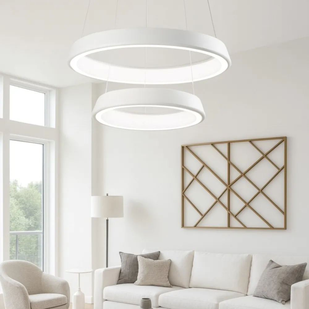 Lampadari Moderni-Affralux anelli diodi lampadario led 54w 3200k particolare bianco moderno