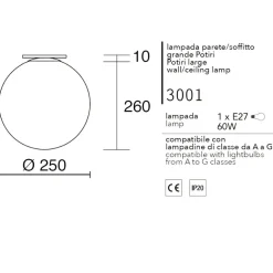 Applique Da Parete-Affralux applique potiri moderna sfera vetro bianco 25cm