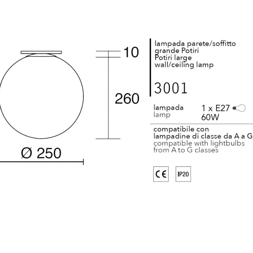 Applique Da Parete-Affralux applique potiri moderna sfera vetro bianco 25cm