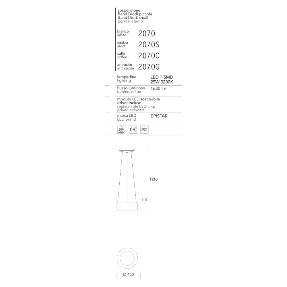 Lampadari Moderni-IsyLuce Affralux band diodi antracite lampadario cerchio led 45cm moderno