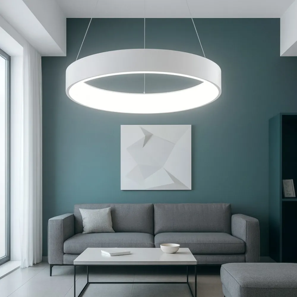 Lampadari Moderni-Affralux band diodi cerchio bianco 80cm lampadario moderno da soggiorno