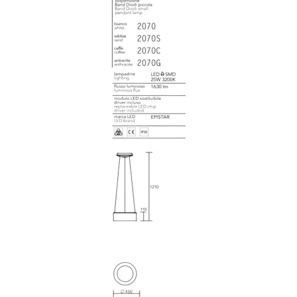 Lampadari Moderni-Affralux band diodi 45cm sabbia lampadario moderno cerchio