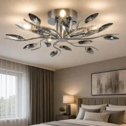 Plafoniere Moderne-Affralux crystallivs plafoniera per camera da letto cristalli fume cromo