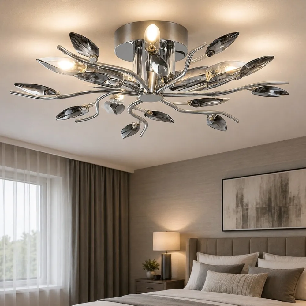 Plafoniere Moderne-Affralux crystallivs plafoniera per camera da letto cristalli fume cromo
