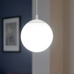Lampade A Sospensione-Affralux lampada a sospensione potiri moderna sfera vetro bianco