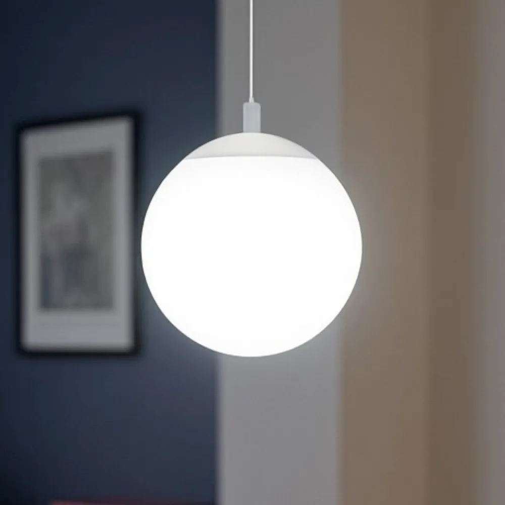 Lampade A Sospensione-Affralux lampada a sospensione potiri moderna sfera vetro bianco