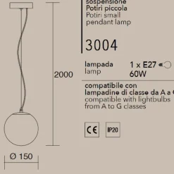 Lampade A Sospensione-Affralux lampada a sospensione potiri moderna sfera vetro bianco