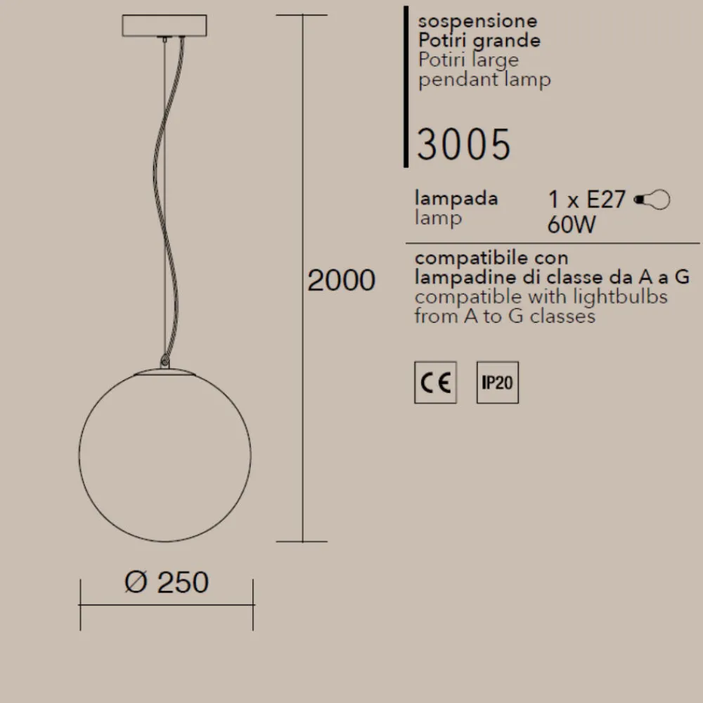 Lampade A Sospensione-Affralux potiri lampada a sospensione sfera vetro bianco