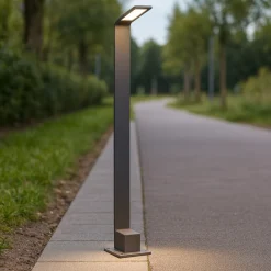 Lampioni Da Giardino-Ideal Lux Agos pt h80 4000k lampione da giardino antracite ip54 led 4000k