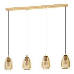 Lampadari Moderni-Eglo Alobrase lampadario oro vetri ambra per soggiorno