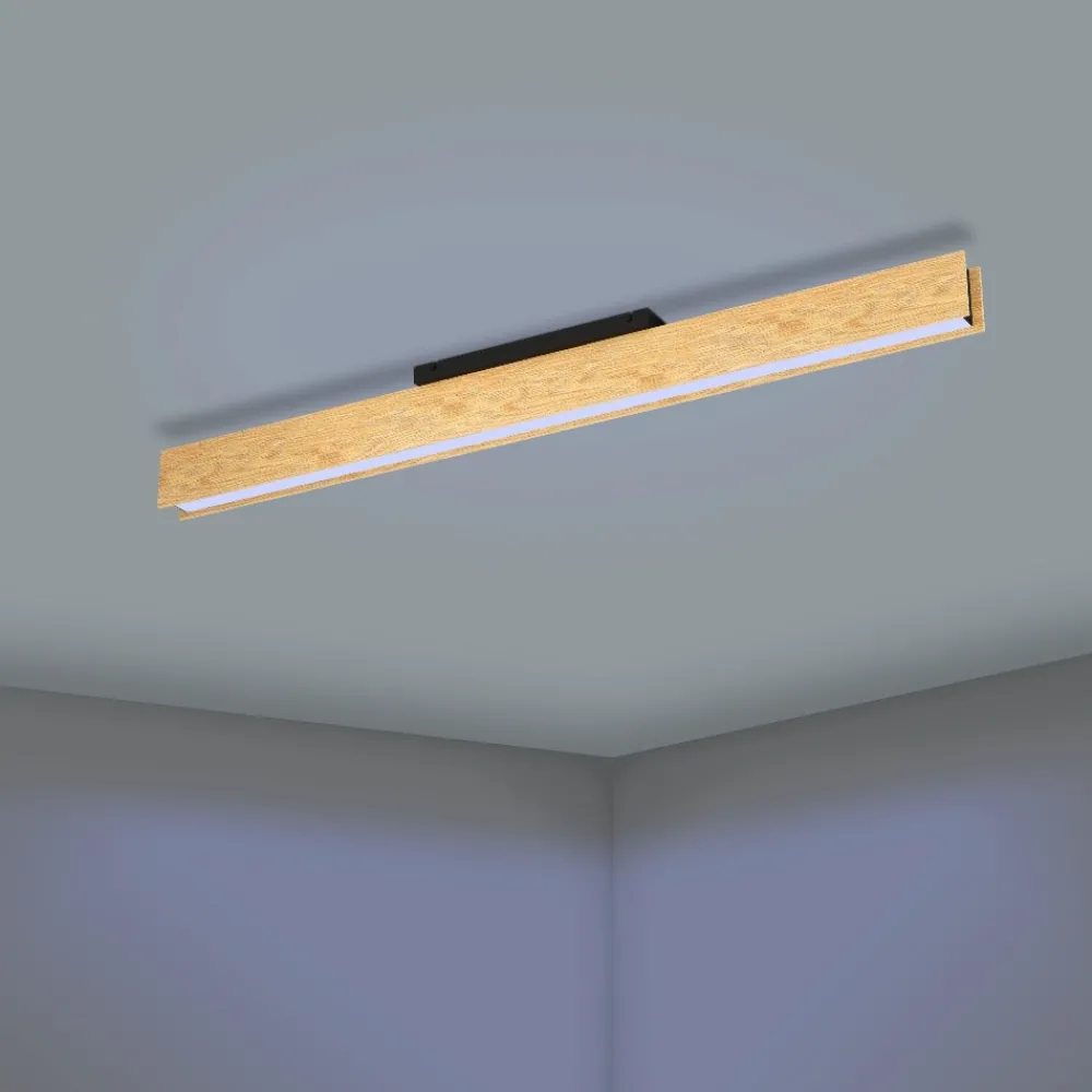 Plafoniere Moderne-Eglo Anchorena z plafoniera moderna in legno led rgb da 2700k a 6500k smart