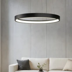 Lampadari Moderni-Sforzin Illuminazione Anello sforzin lampadario moderno cerchio nero per salotto