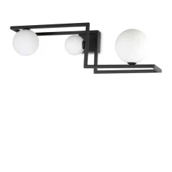 Plafoniere Moderne-Ideal Lux Angolo pl3 plafoniera design angolo nero sfere vetro da interni
