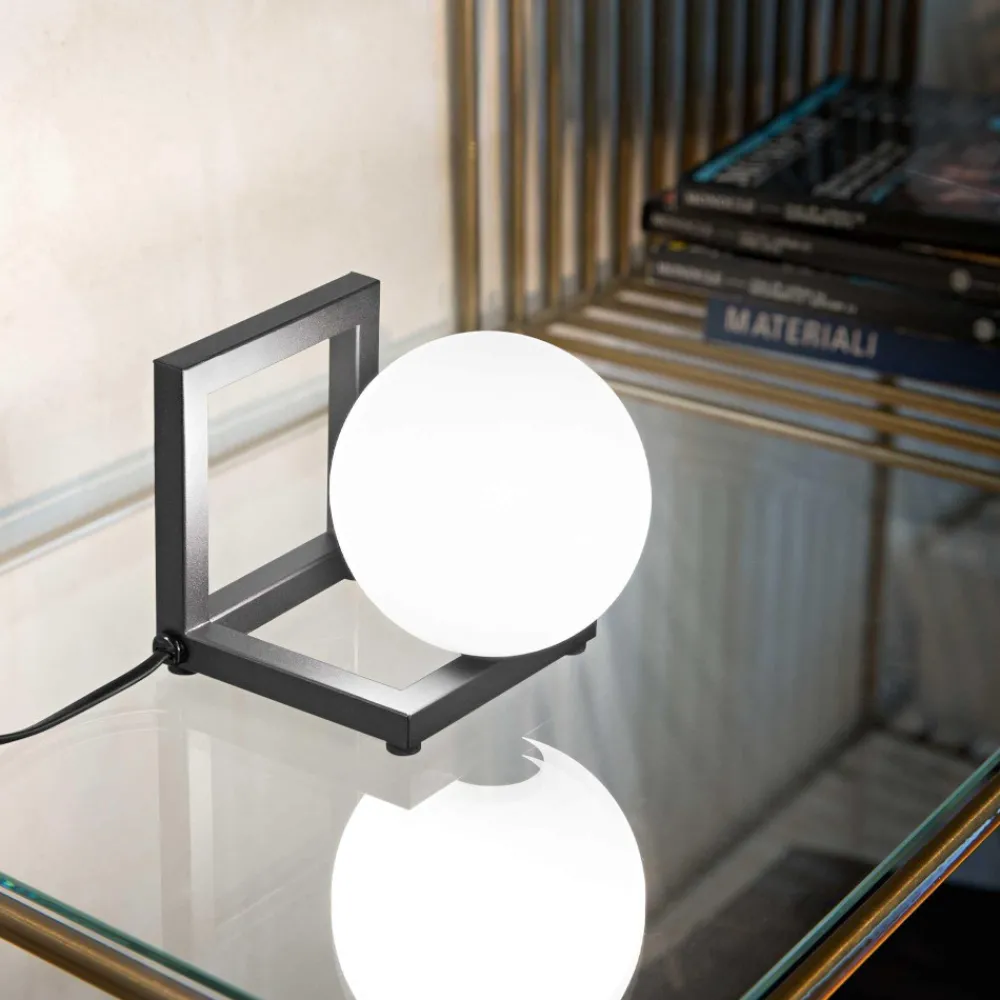 Abat Jour-Ideal Lux Angolo tl1 abat-jour da comodino nera sfera bianco
