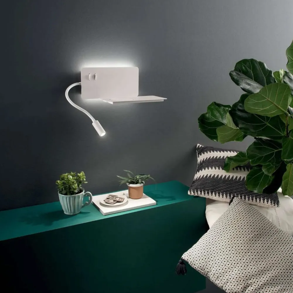 Applique Camera Da Letto-Ondaluce Ap flat applique comodino destro camera da letto bianca led presa usb
