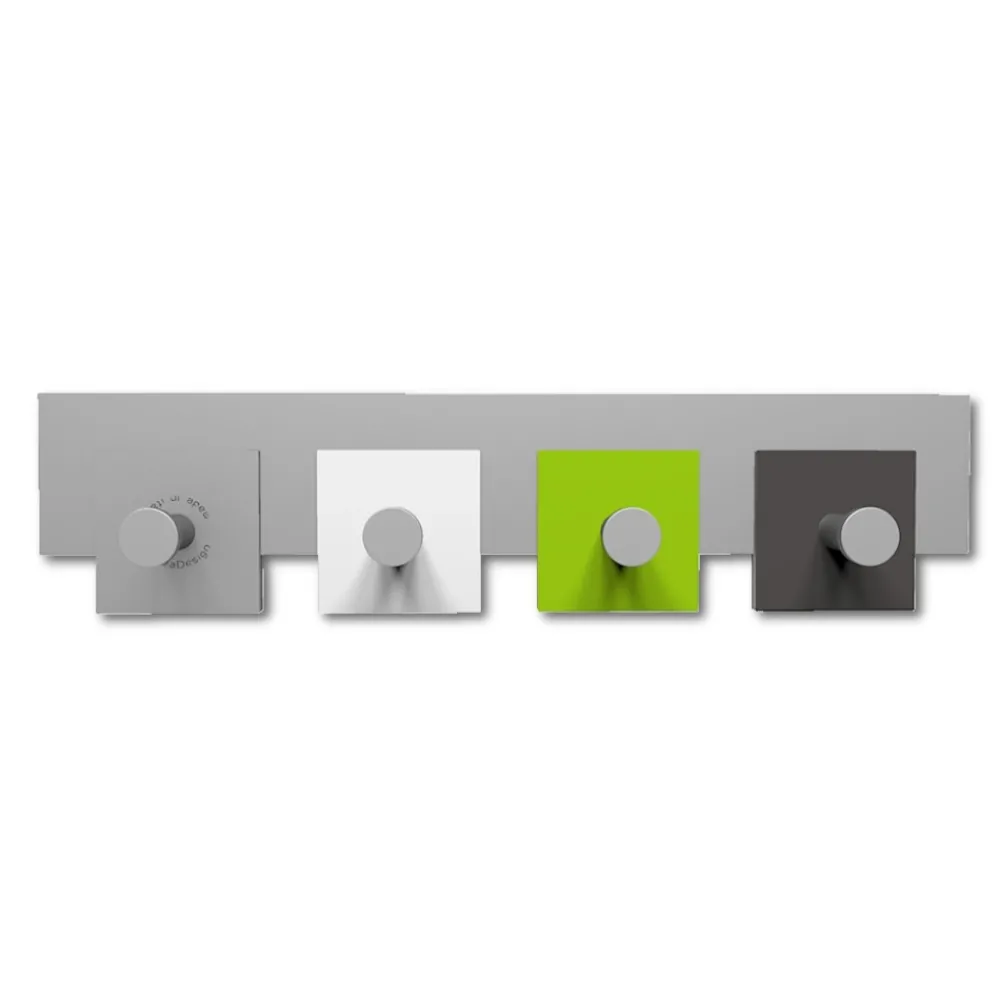 Appendiabiti Da Parete-Selezionato da Mazzolaluce Appendiabiti a muro moderno 4 ganci verde mela bianco grigio