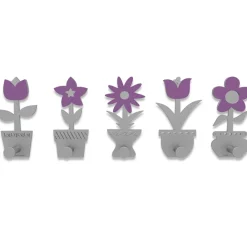 Appendiabiti Da Parete-Selezionato da Mazzolaluce Appendiabiti da parete con piantine legno viola-grigio