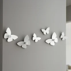 Appendiabiti Da Parete-Selezionato da Mazzolaluce Appendiabiti da parete farfalle bianco grigio 3 ganci