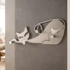 Appendiabiti Da Parete-Selezionato da Mazzolaluce Appendiabiti da parete gatto tortora moderno in legno taglio laser