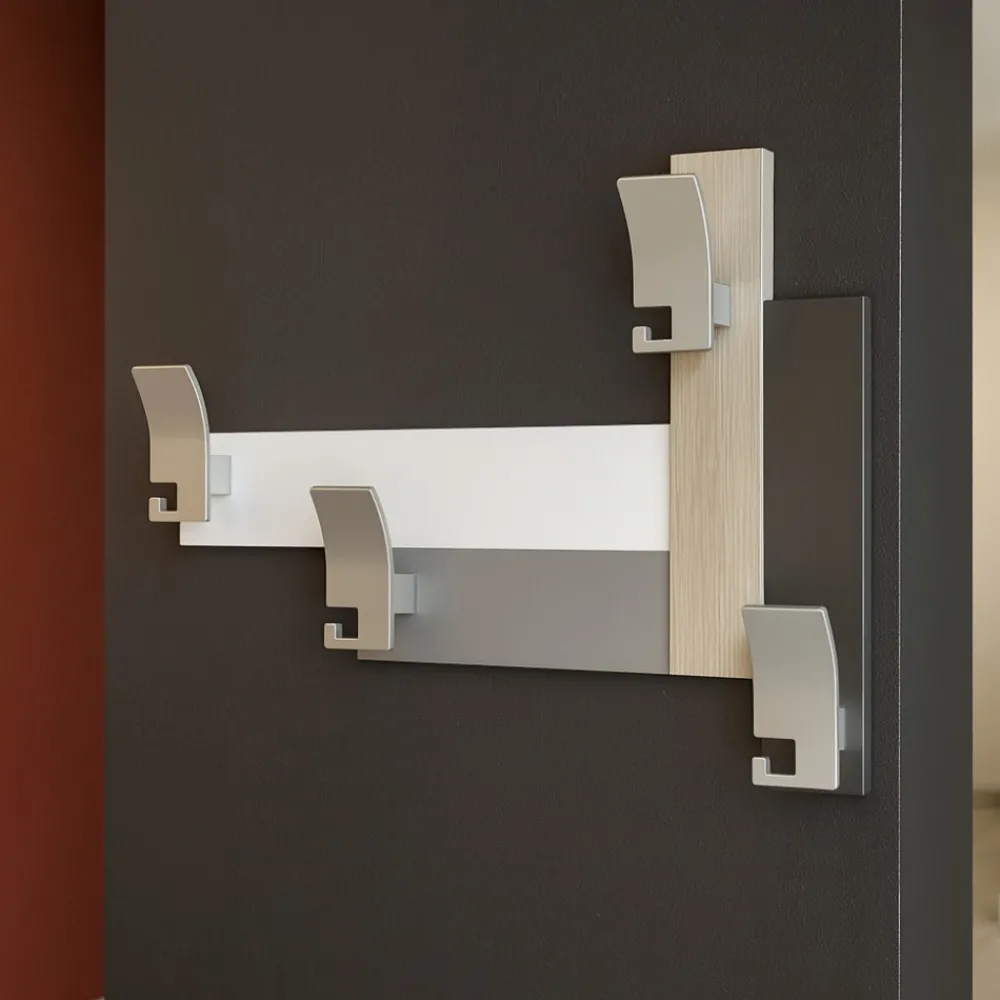 Appendiabiti Da Parete-Selezionato da Mazzolaluce Appendiabiti da parete moderno legno rovere breeze 4 ganci
