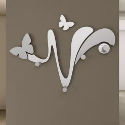Appendiabiti Da Parete-Selezionato da Mazzolaluce Appendiabiti da parete moderno farfalle legno bianco grigio