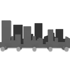 Appendiabiti Da Parete-Selezionato da Mazzolaluce Appendiabiti da parete particolare skyline legno colore grigio quarzo