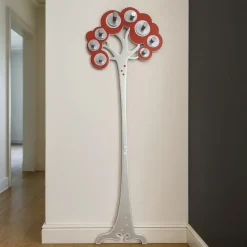 Appendiabiti Da Parete-Selezionato da Mazzolaluce Appendiabiti design moderno da parete legno colore rosso rubino grigio