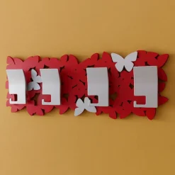 Appendiabiti Da Parete-Selezionato da Mazzolaluce Appendiabiti moderno a parete butterfly legno rosso rubino grigio