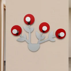 Appendiabiti Da Parete-Selezionato da Mazzolaluce Appendiabiti moderno da parete per ingresso pianta legno rosso rubino grigio