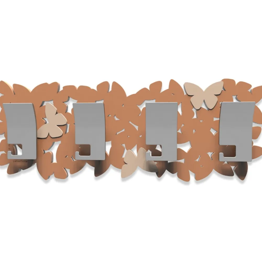 Appendiabiti Da Parete-Selezionato da Mazzolaluce Appendiabiti moderno farfalle da parete colore abbronzato arancione