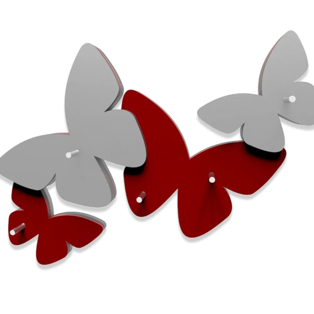 Mobili Ingresso Moderni-Selezionato da Mazzolaluce Appendichiavi farfalle da parete magnetico legno rosso grigio