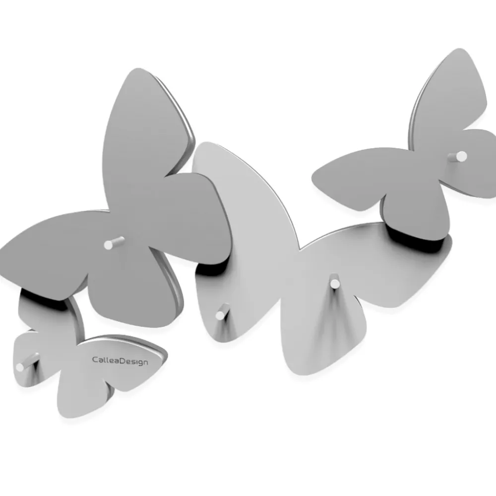 Mobili Ingresso Moderni-Selezionato da Mazzolaluce Appendichiavi magnetico da parete con farfalle legno bianco-grigio