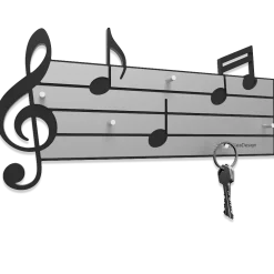 Mobili Ingresso Moderni-Selezionato da Mazzolaluce Appendichiavi musicale da parete legno nero e grigio