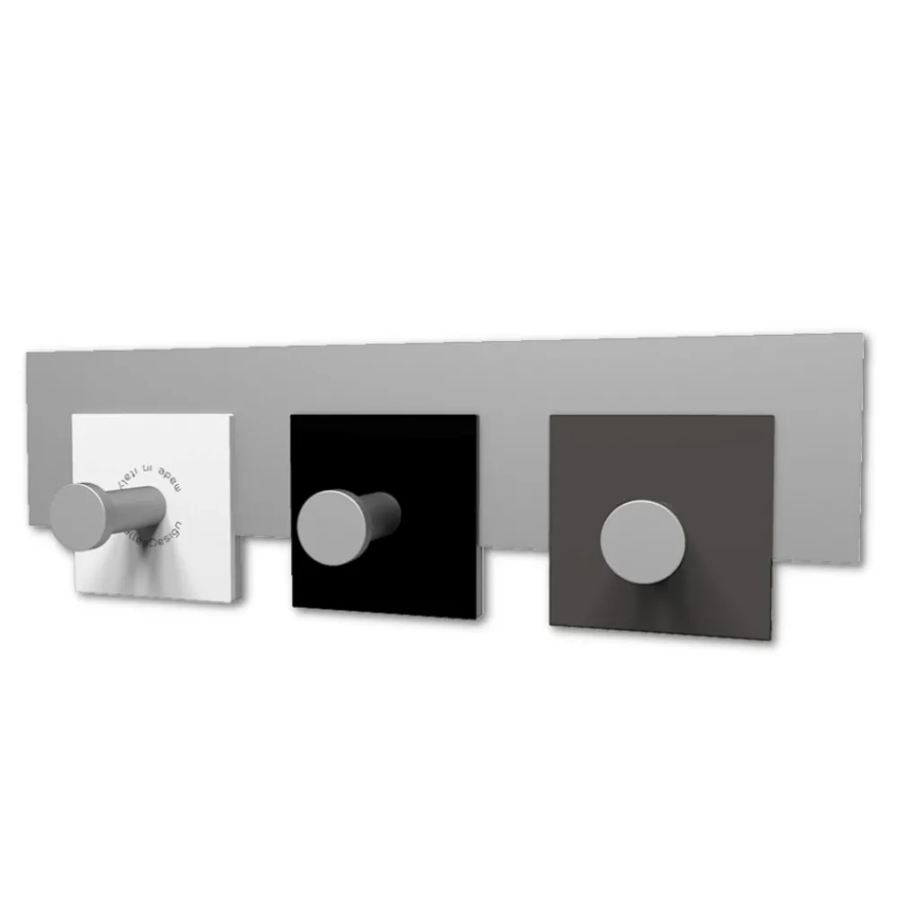 Appendiabiti Da Parete-Selezionato da Mazzolaluce Appendi panni a muro 3 ganci nero bianco grigio