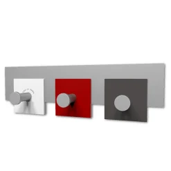 Appendiabiti Da Parete-Selezionato da Mazzolaluce Appendipanni a muro 3 ganci rosso rubino bianco grigio