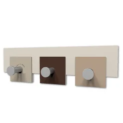 Appendiabiti Da Parete-Selezionato da Mazzolaluce Appendipanni da parete moderno 3 ganci legno cioccolato beige