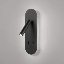 Applique Camera Da Letto-Ondaluce Ap plate applique per comodino nera led 3000k orientabile